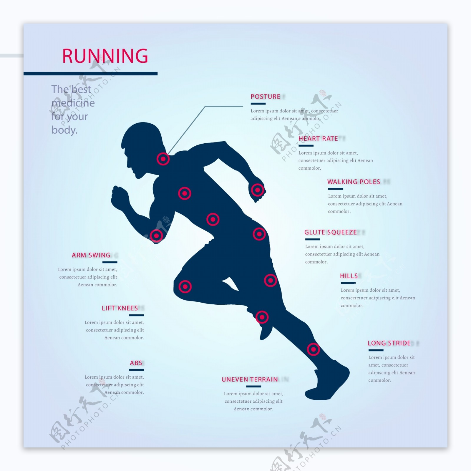 男性剪影轮廓跑步运动信息