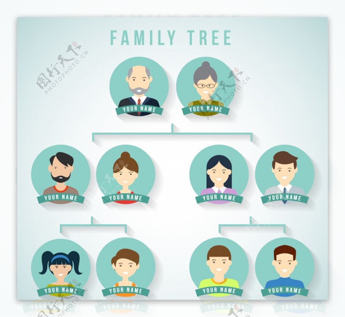 创意家族树设计矢量图