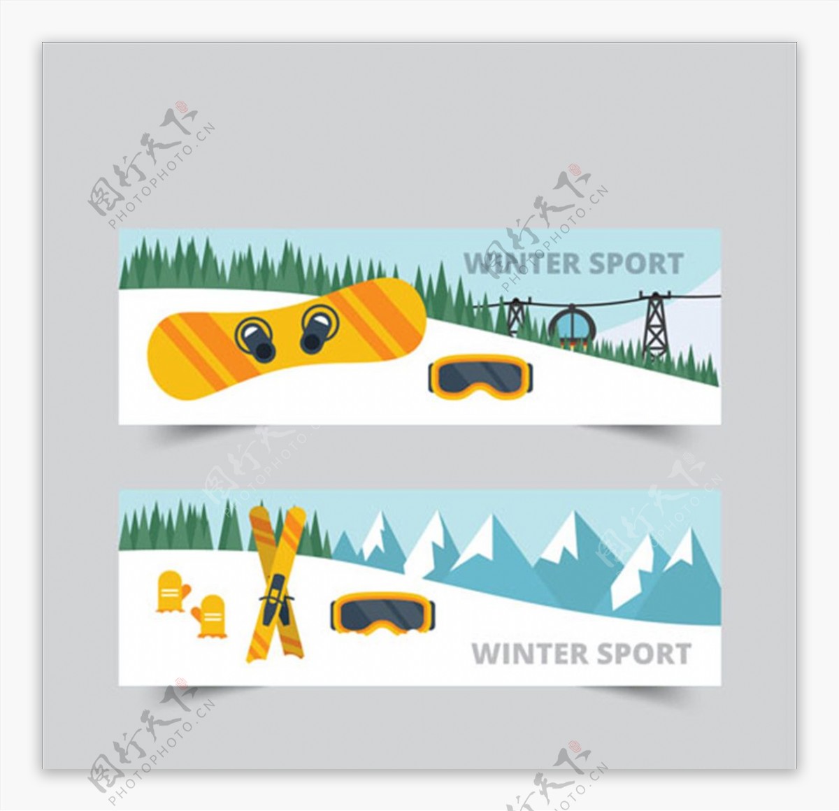 两款滑雪场地广告横幅
