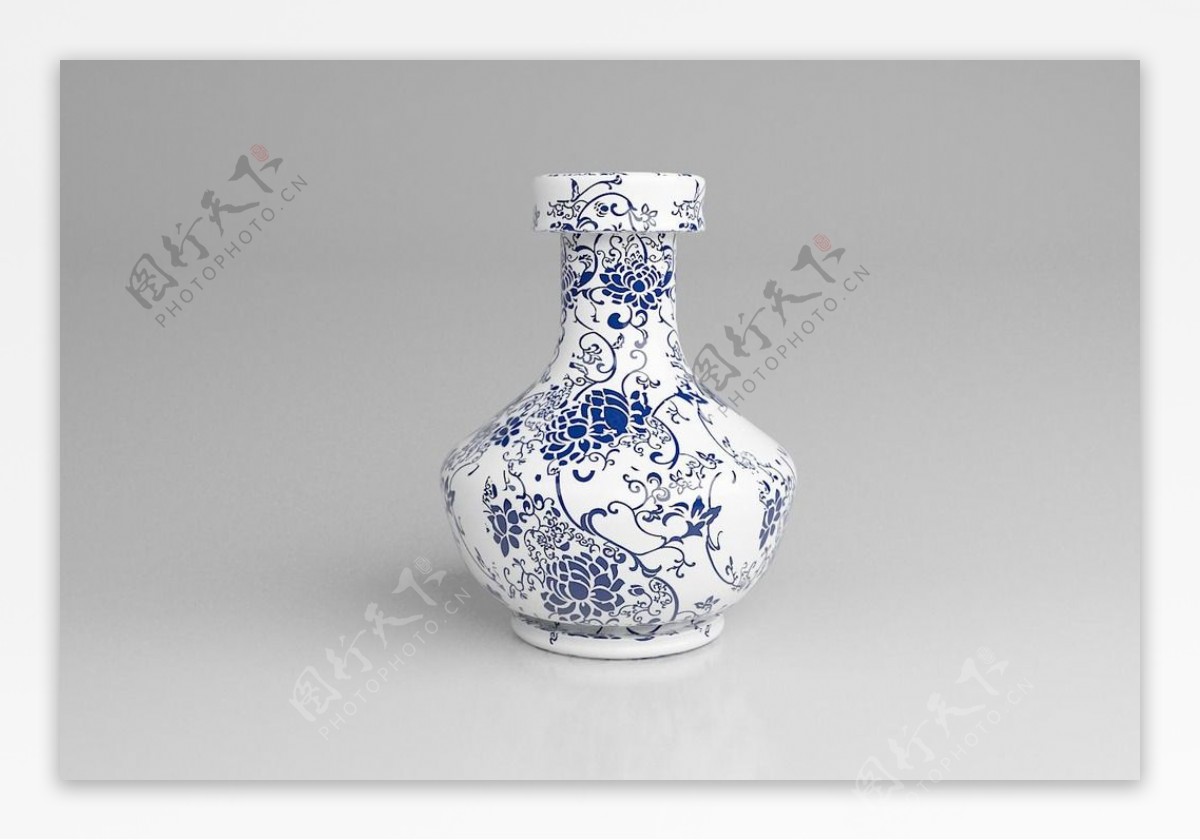青花瓷瓶模型