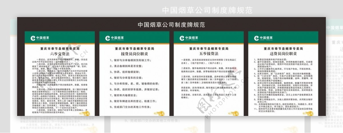 中国烟草公司制度牌规范