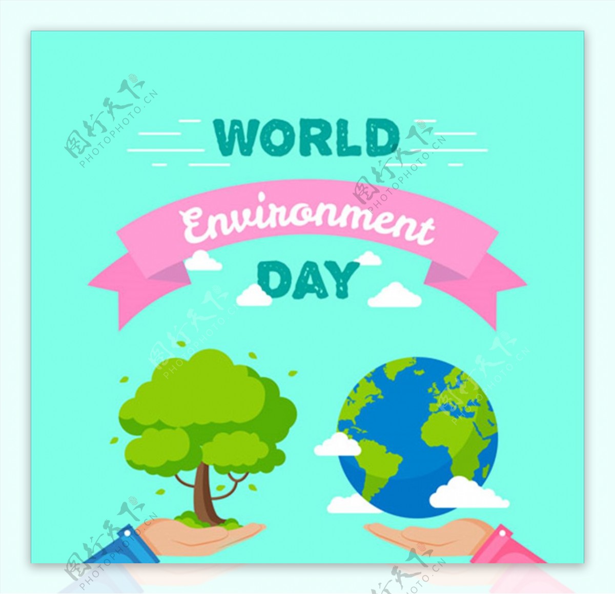 世界环境保护日粉红丝带海报