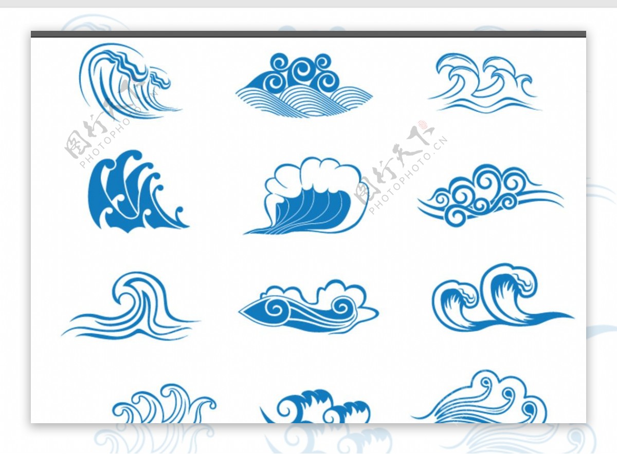 卡通可爱花纹海浪条纹波纹