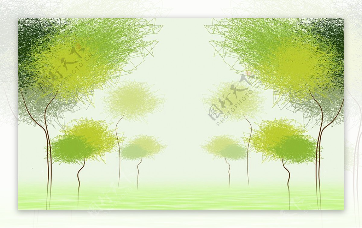 3D抽象树背景墙