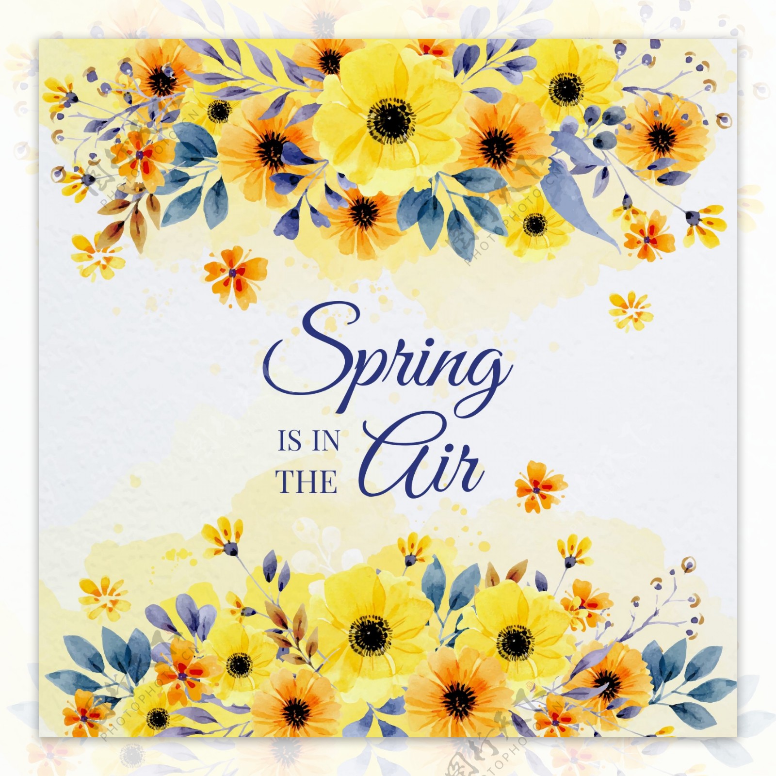 手绘水彩春季花卉海报