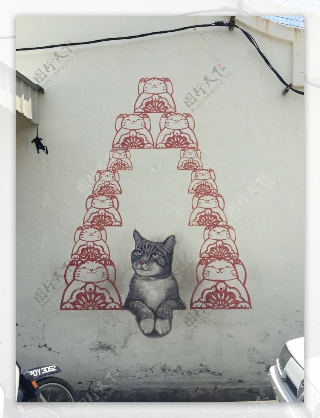 槟城壁画猫