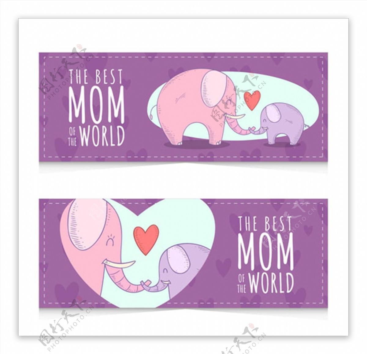 两款大象母亲节快乐横幅