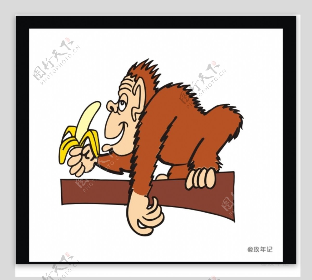 猿枝杈香蕉动物去皮吃