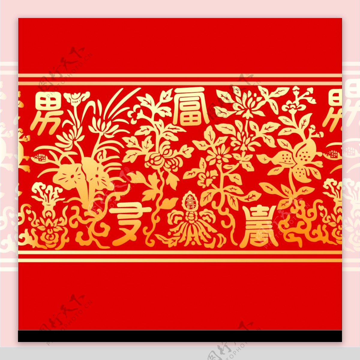 中国古典富贵花纹图案矢量素材