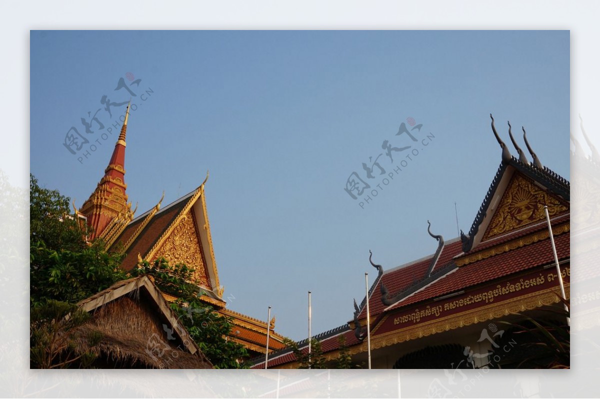 柬埔寨暹粒神庙房顶