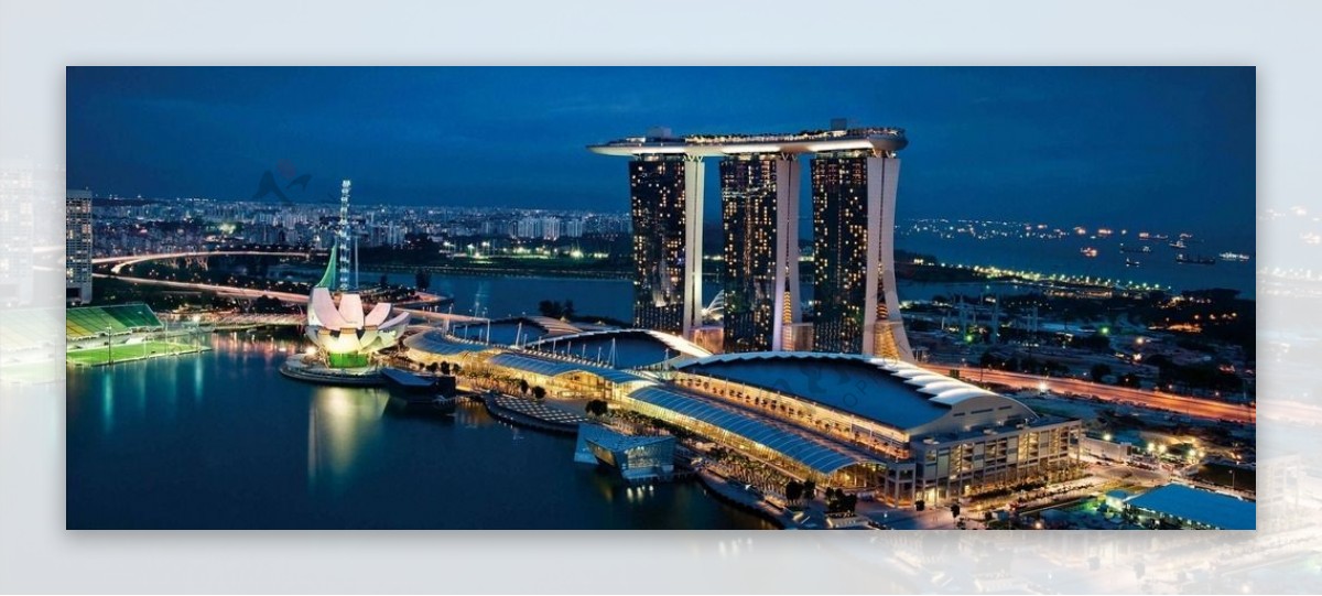 新加坡滨海湾夜景俯瞰