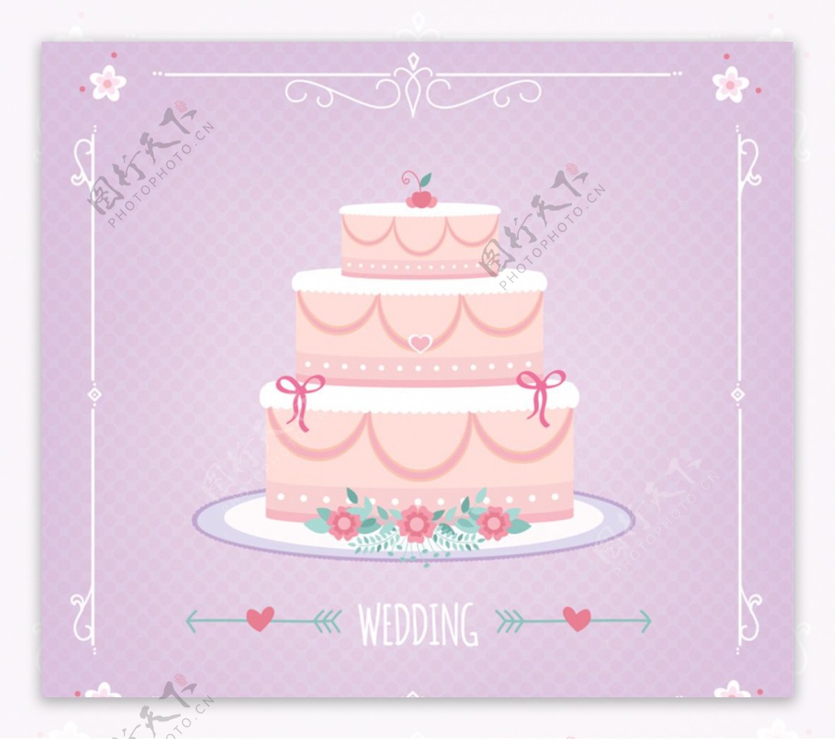 粉色婚礼蛋糕矢量素材