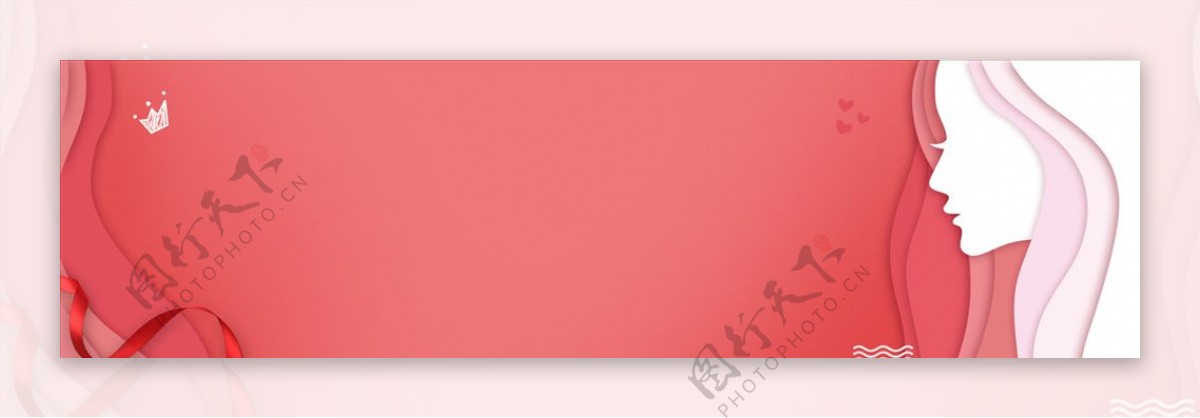 妇女节扁平粉色电商海报背景