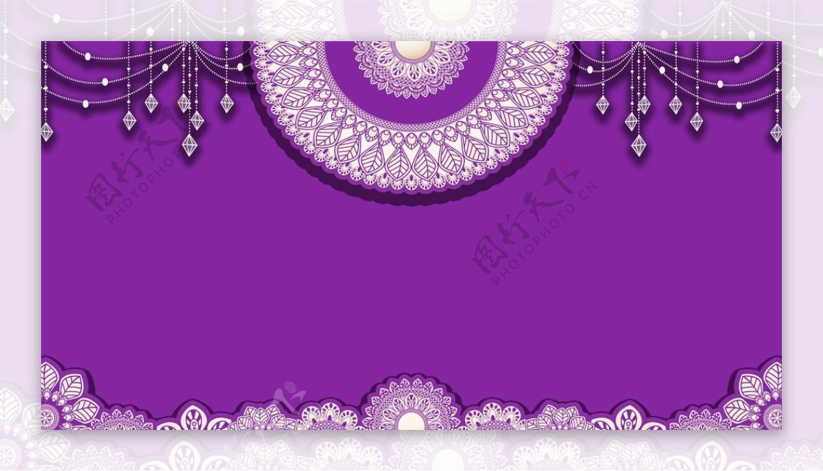 婚礼背景素材紫色加边套图