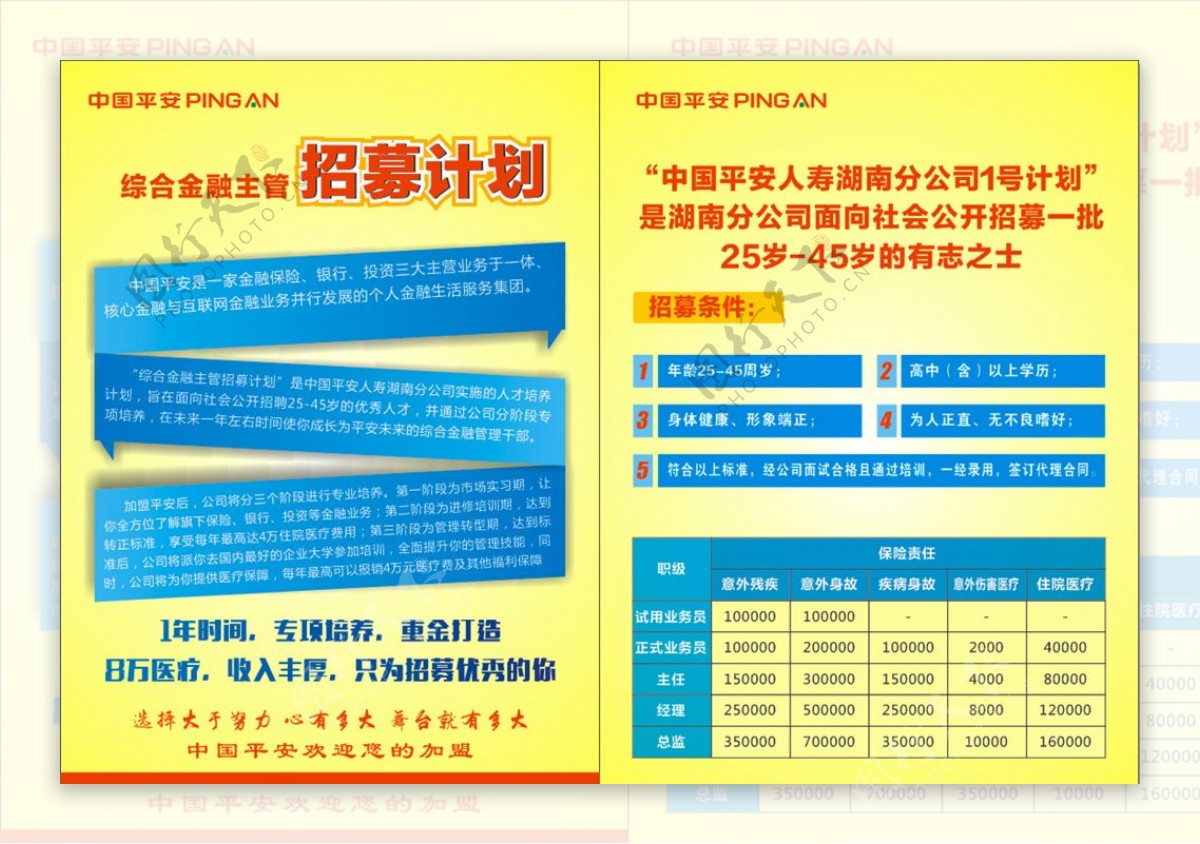 中国平安标志宣传单招募