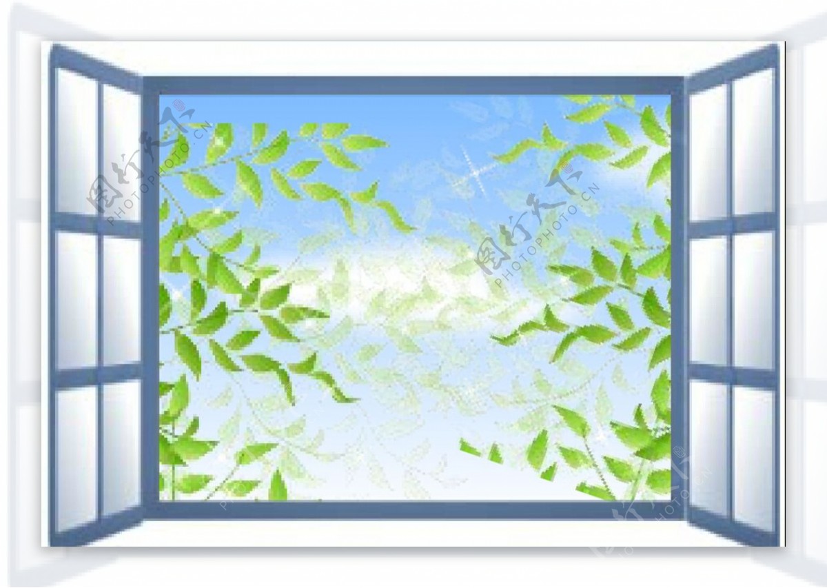 窗户绿叶动态背景视频