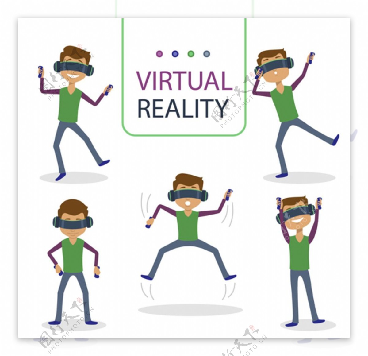 戴VR虚拟现实眼镜玩游戏的青年