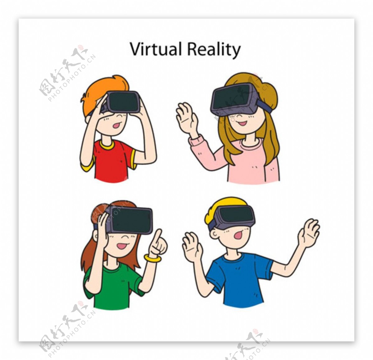 戴VR虚拟现实眼镜的男女生