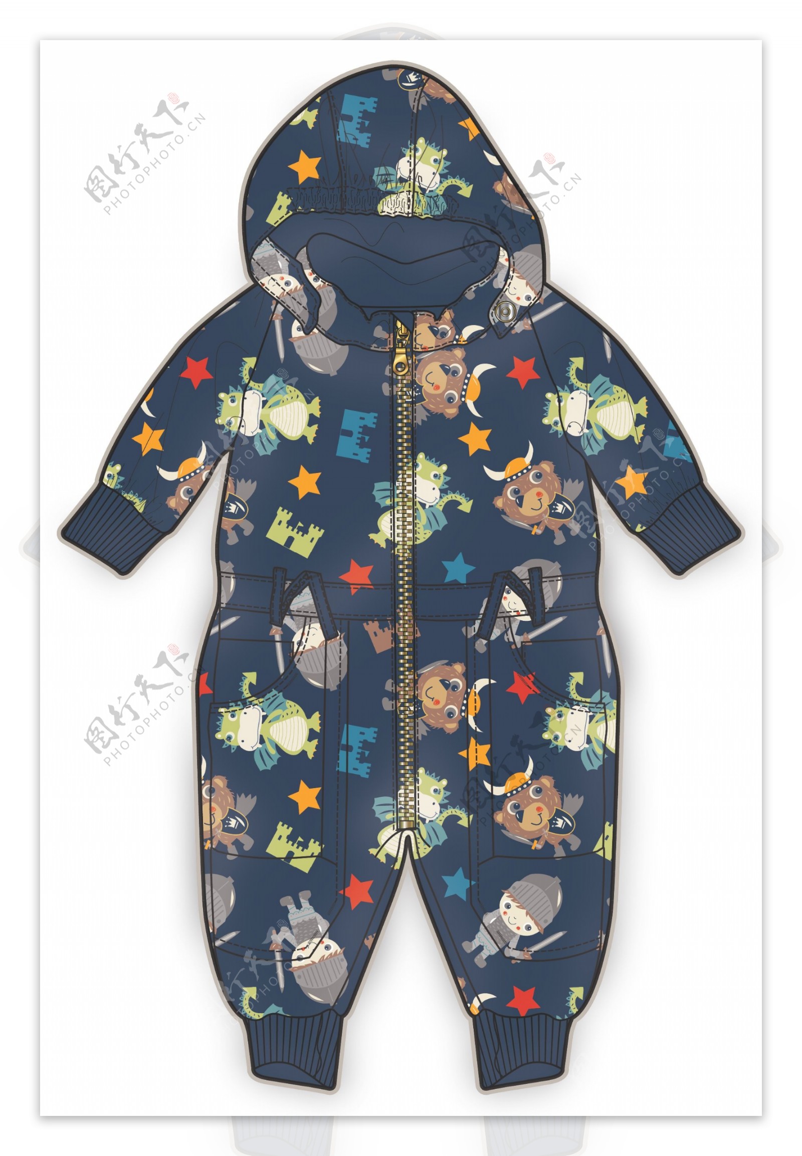 深蓝色婴儿服装彩色设计矢量素材