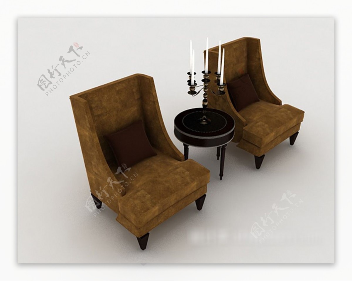欧式复古桌椅组合3d模型下载