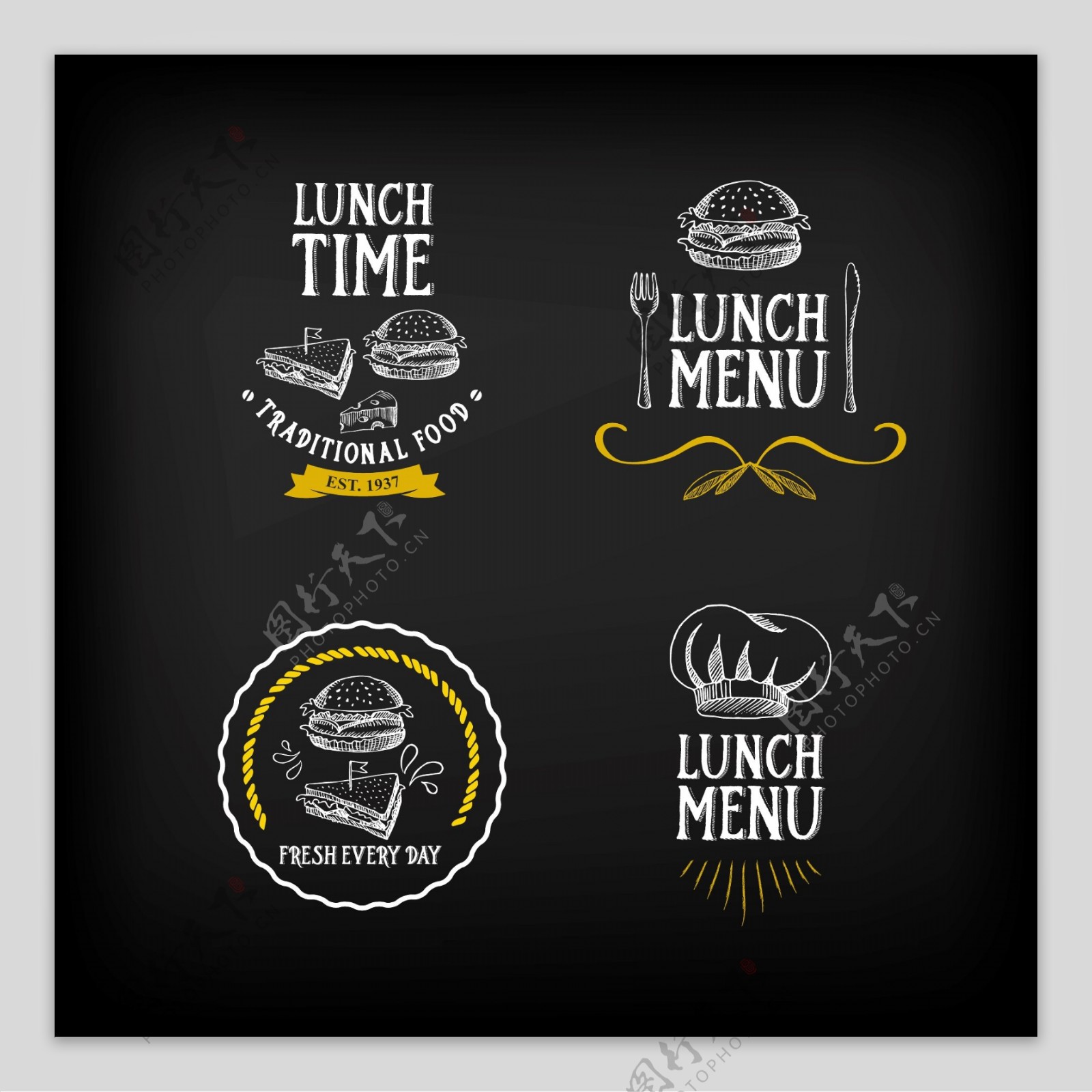 快餐午餐菜单标志Logo矢量