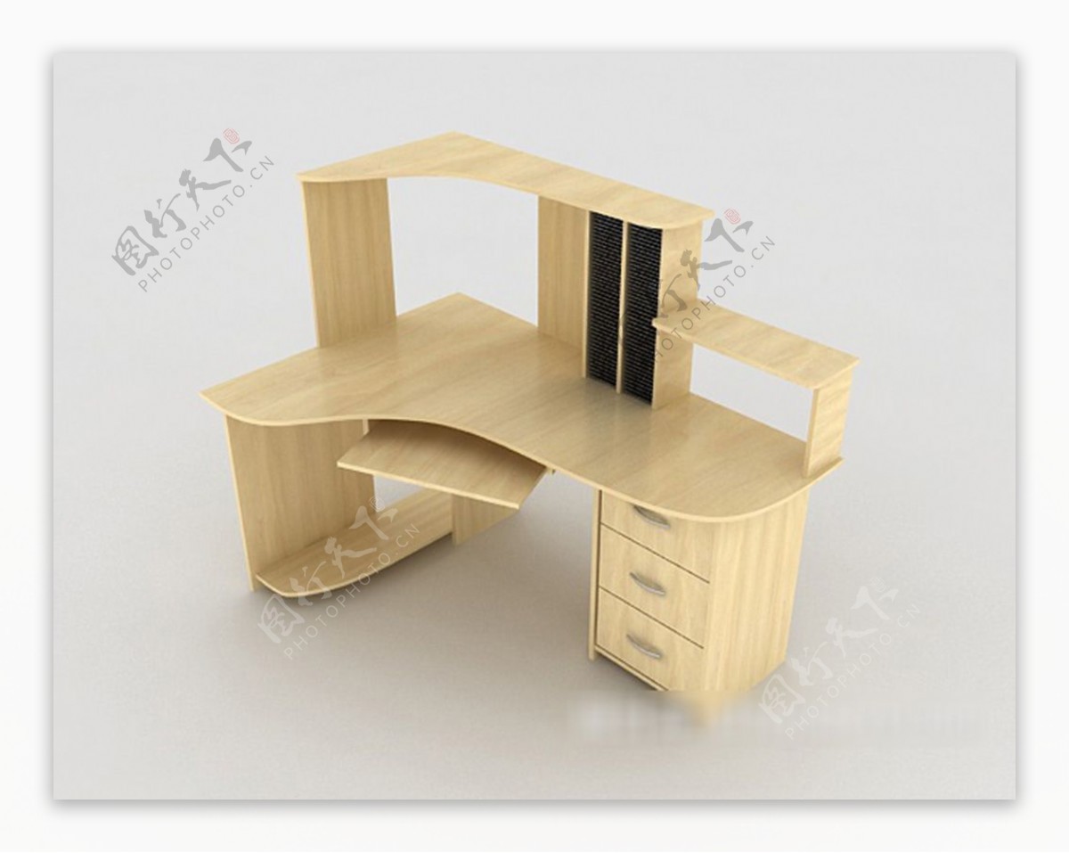 木质学习书桌3d模型下载