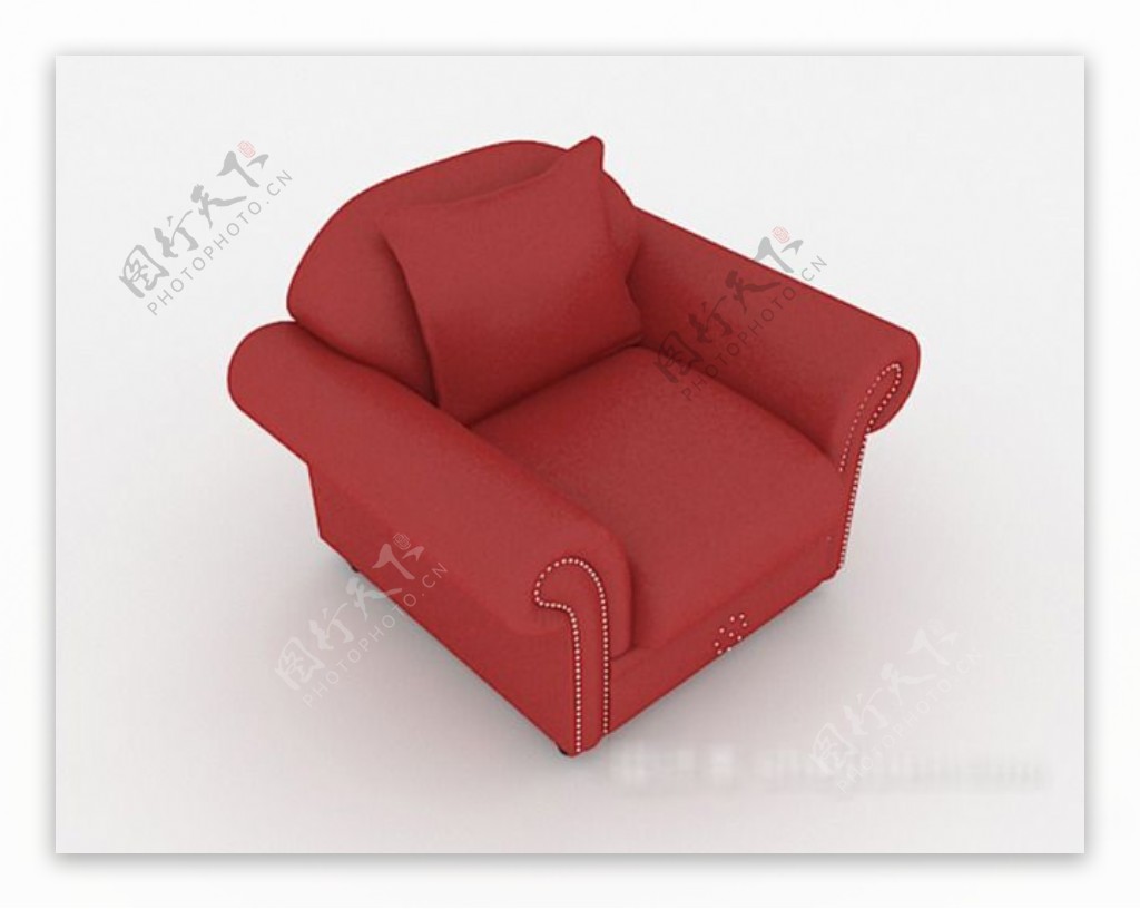 简约红色单人沙发3d模型下载