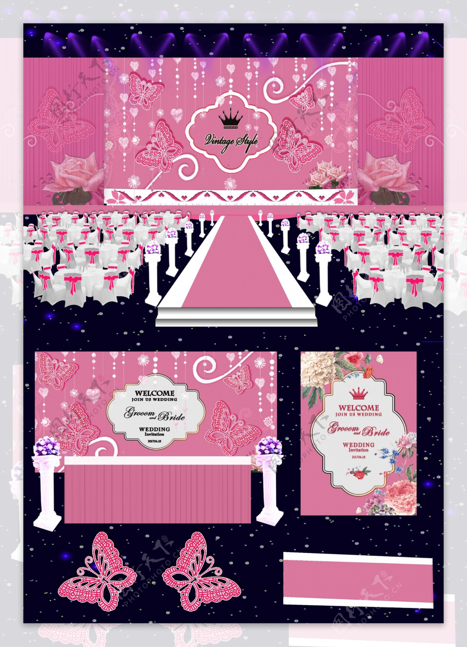 粉色婚礼组图