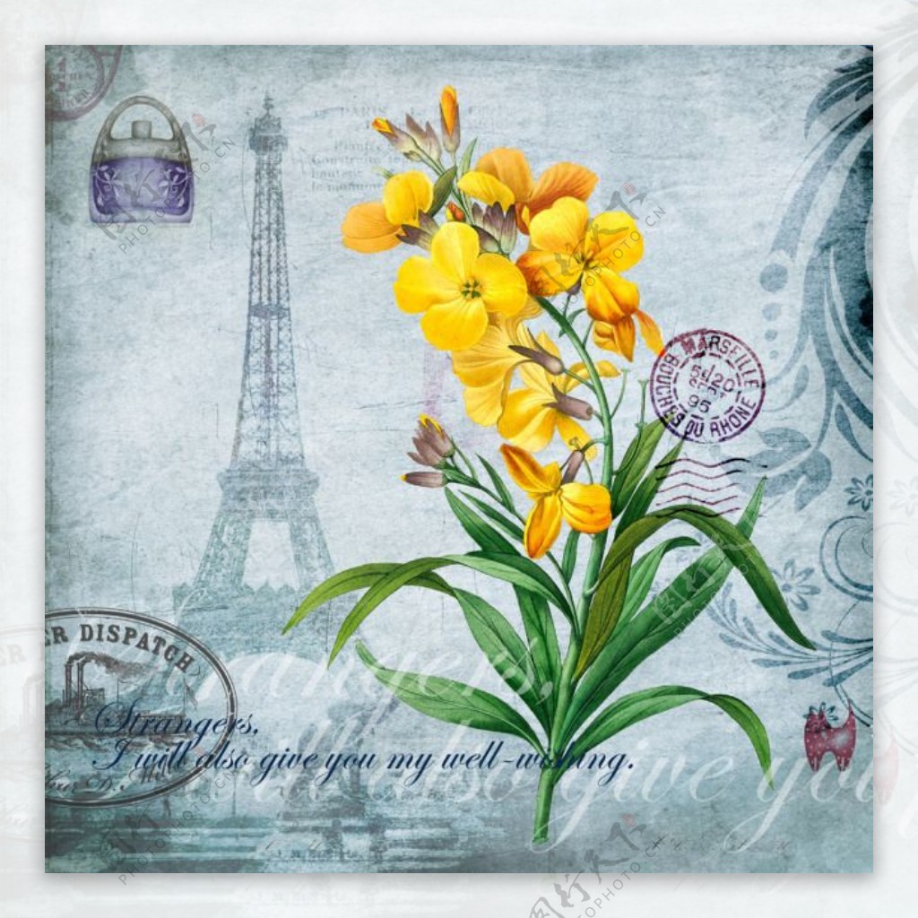 埃菲尔铁塔花朵图片