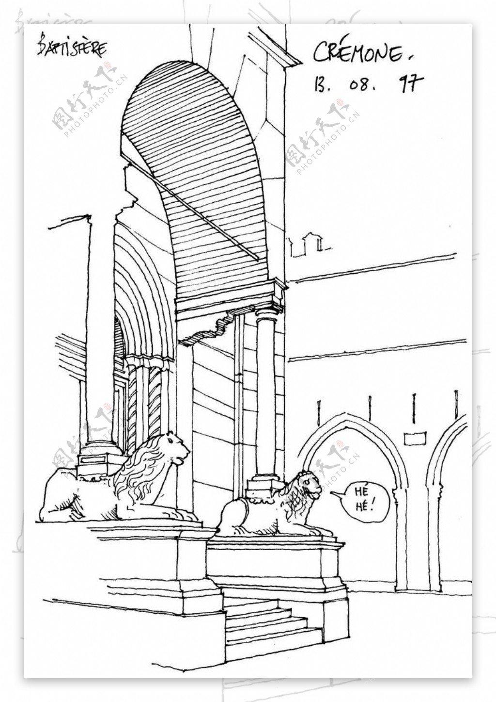 欧式建筑拱门石像效果图