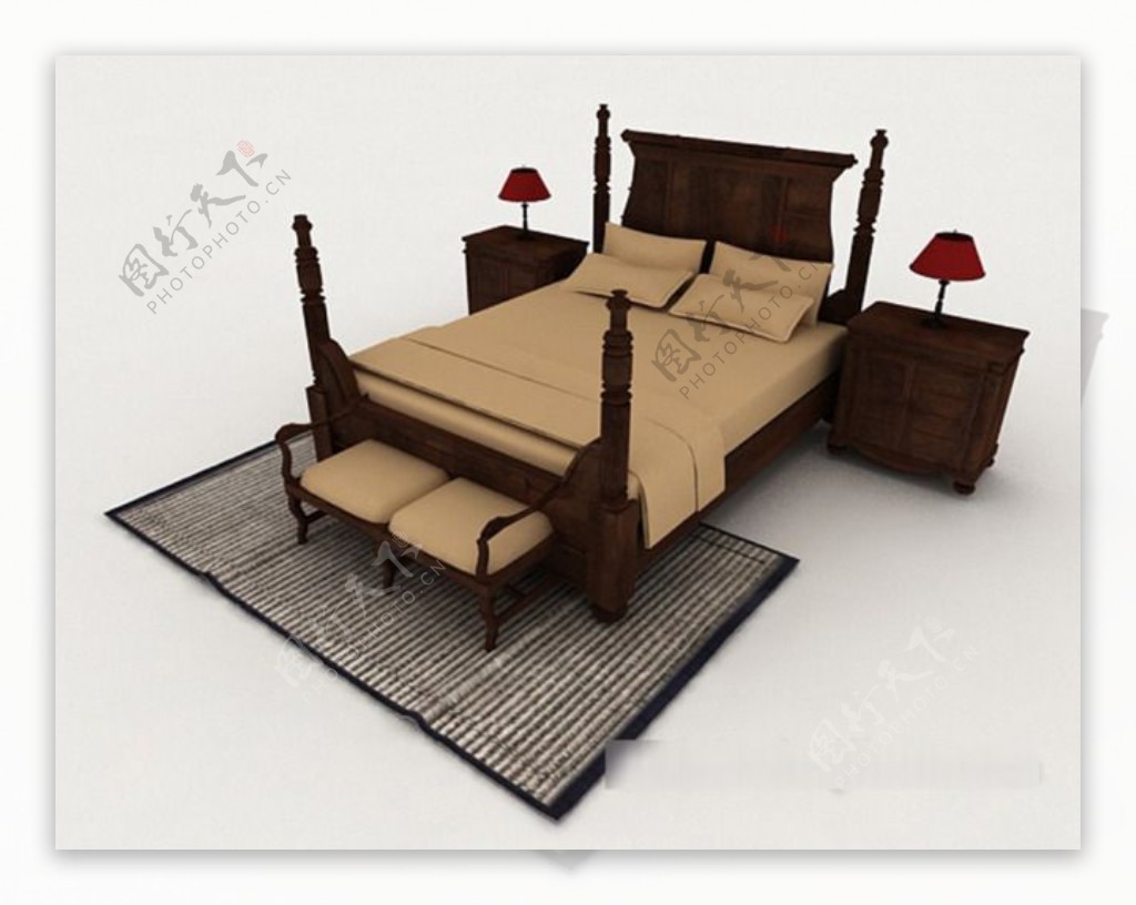新中式木质简约床