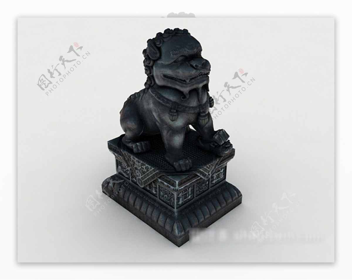 中式狮子雕塑3d模型下载