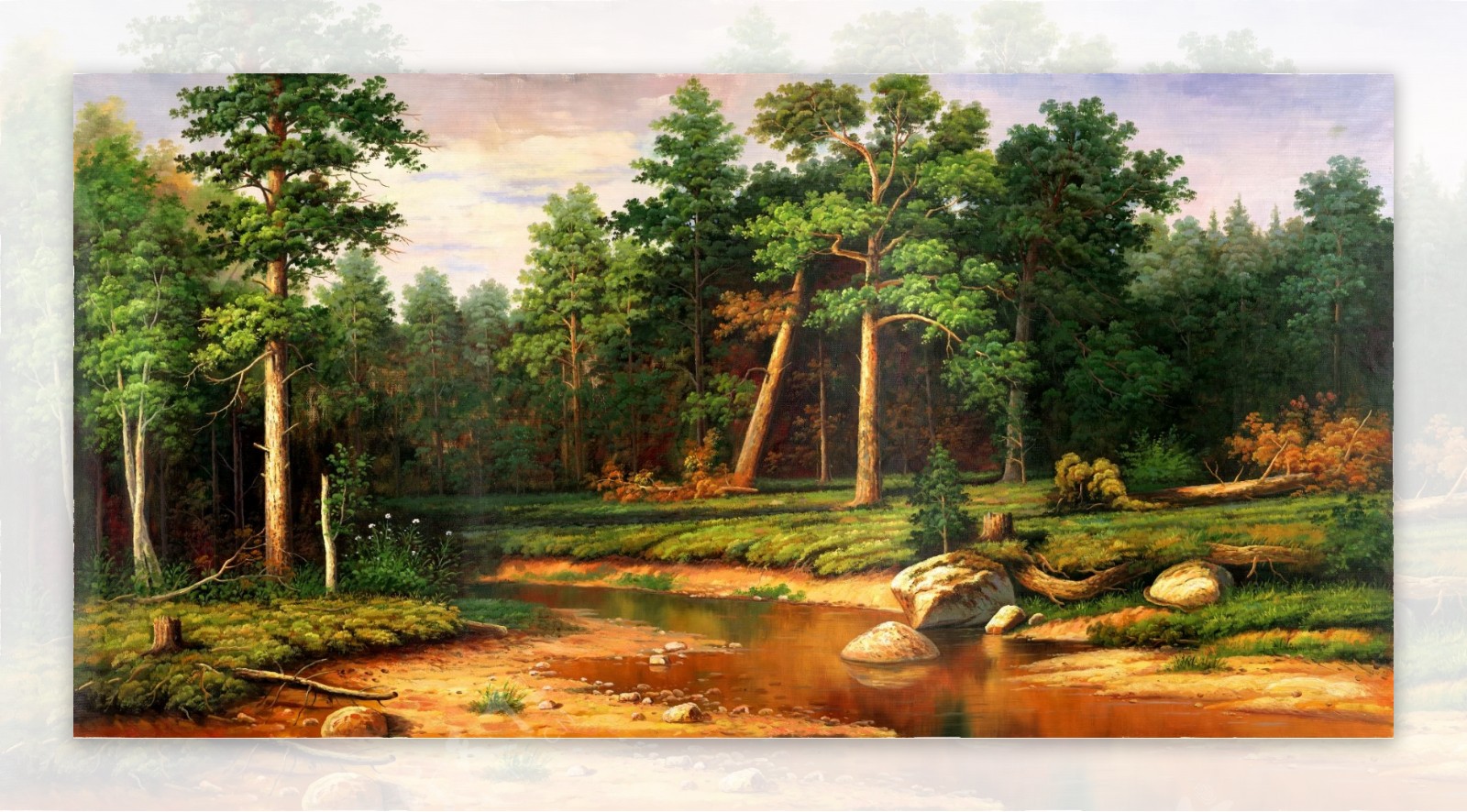 高清森林风景油画装饰画