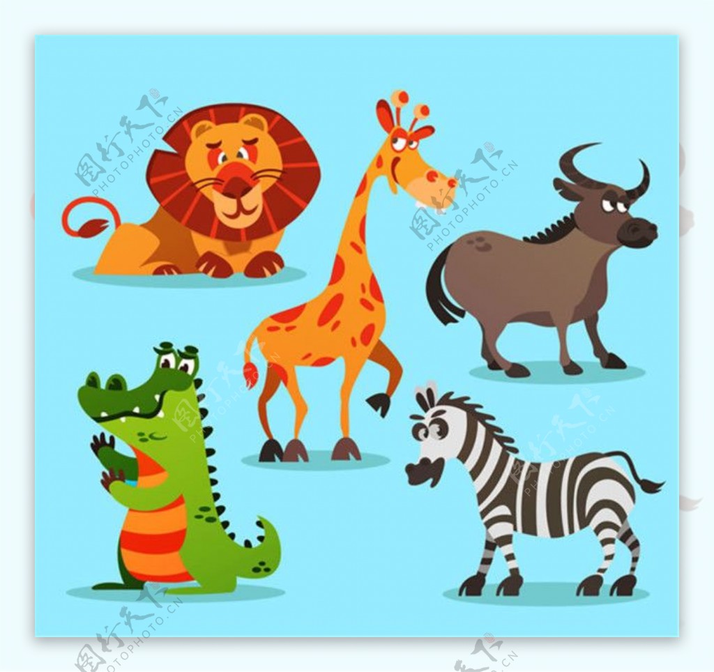 5款卡通非洲动物素材