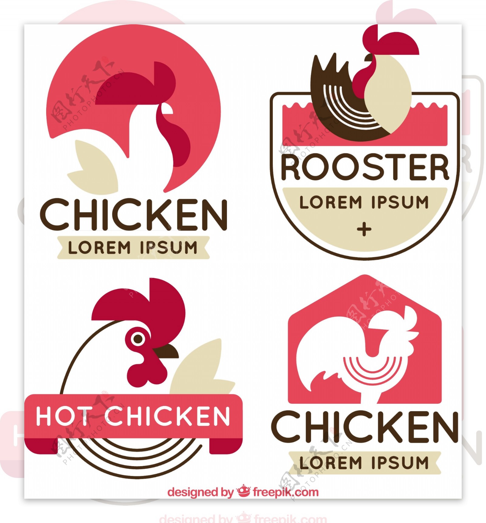 公鸡装饰图形标志logo矢量素材