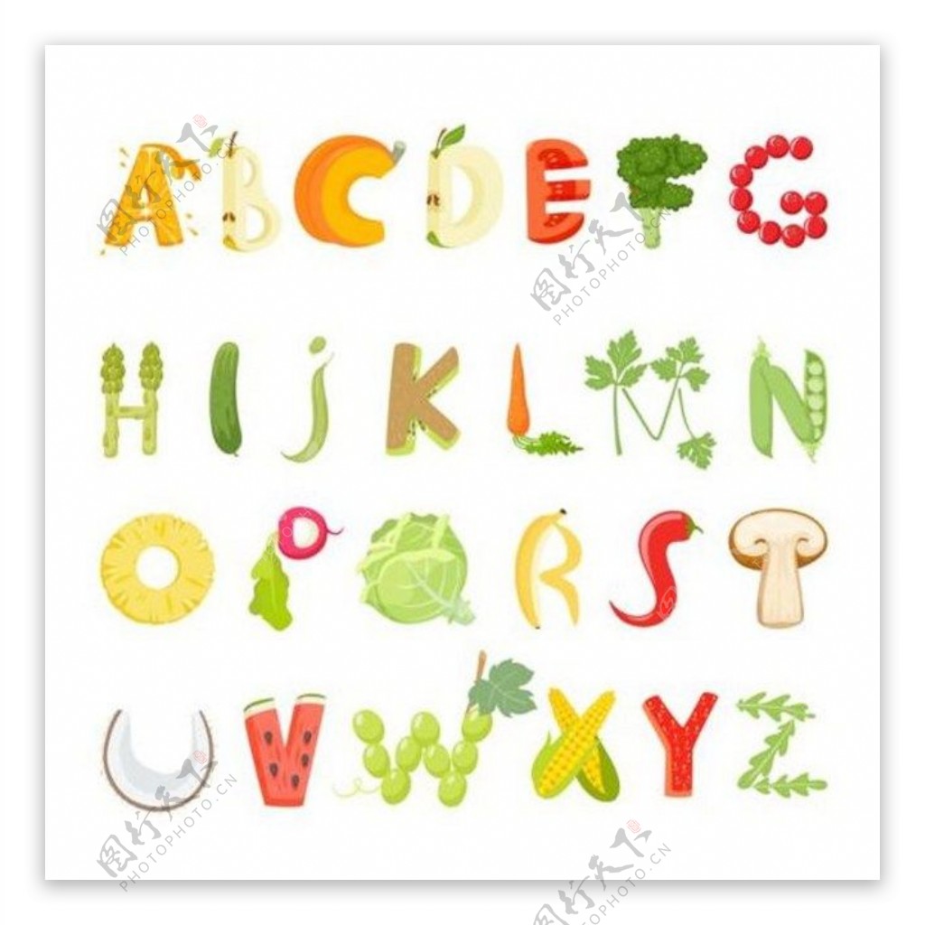 蔬菜字母背景