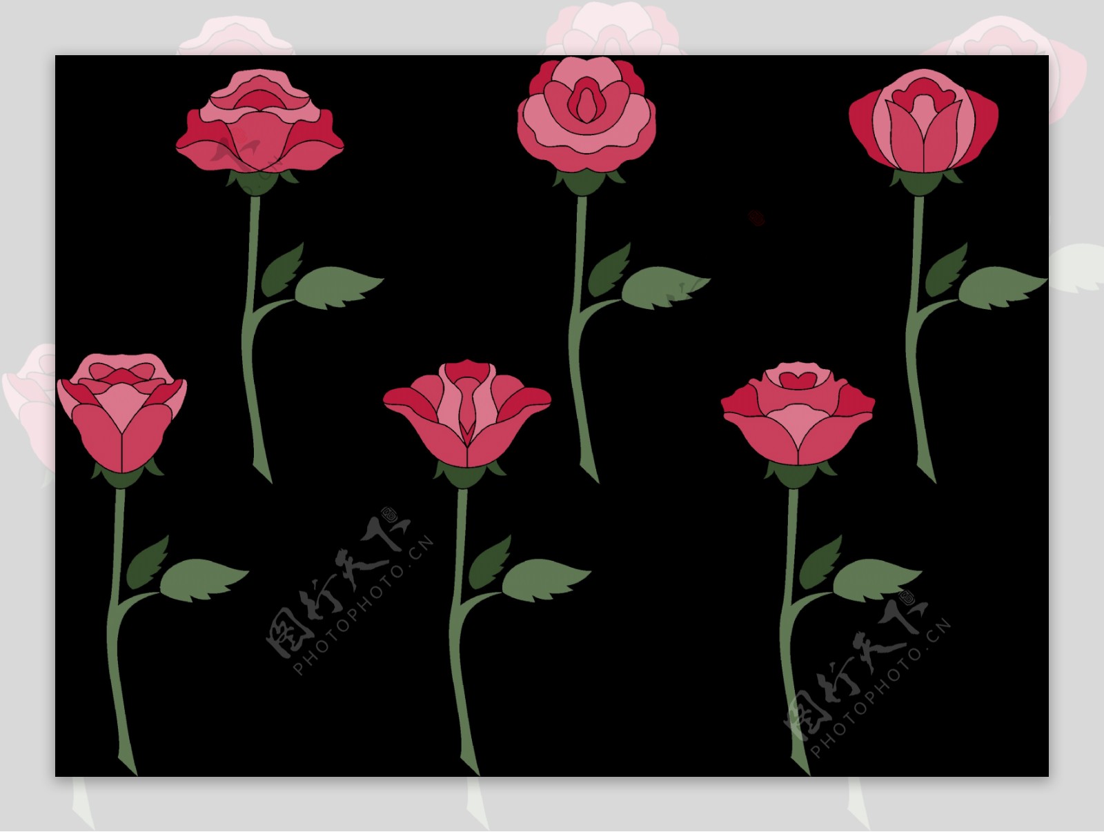 手绘红玫瑰插图免抠png透明图层素材