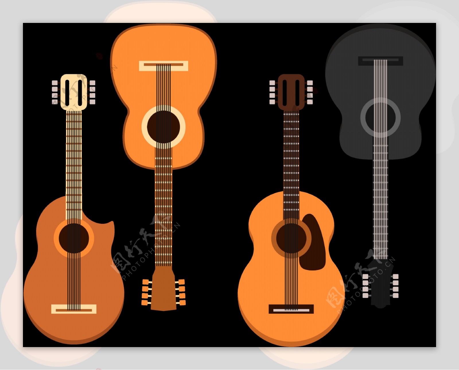 扁平木吉他插图免抠png透明图层素材