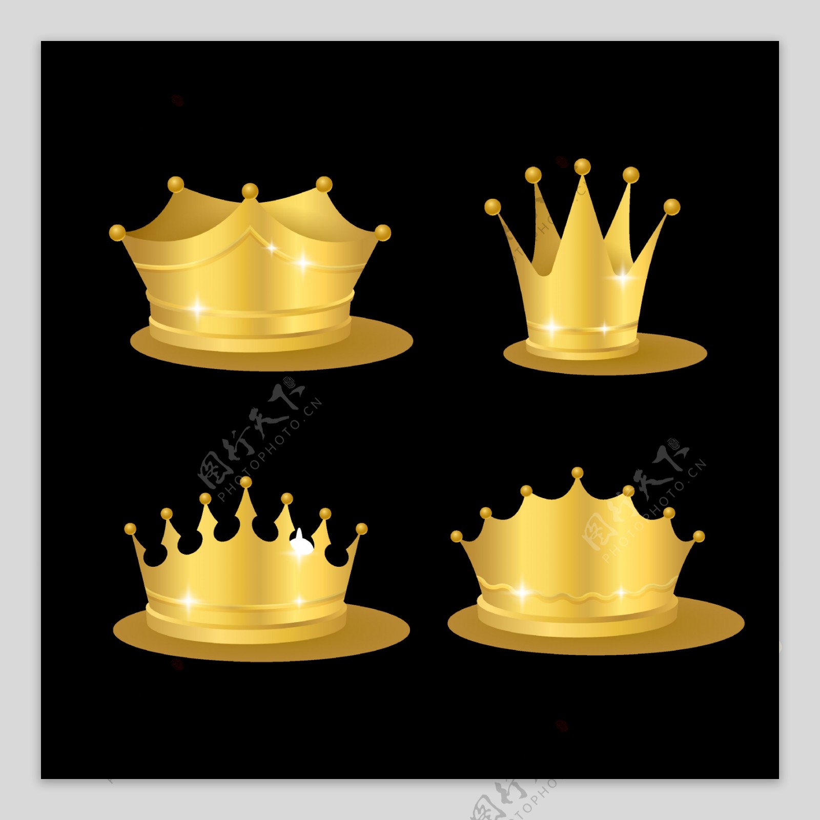 写实金色皇冠图标免抠png透明图层素材