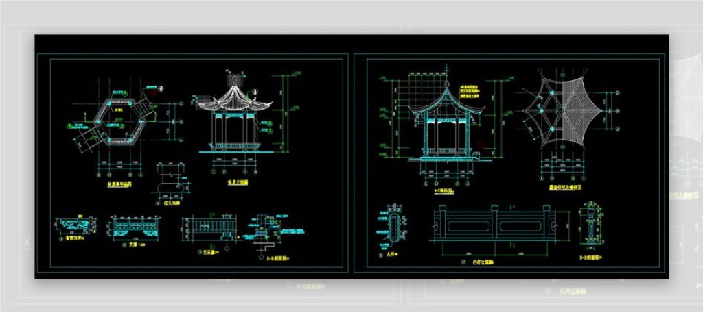 亭子设计施工图CAD图纸