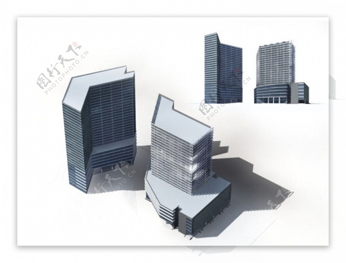 MAX折弯形多层公建建筑3D模型