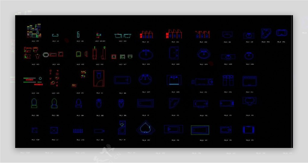 建筑CAD常用图块之浴室用品