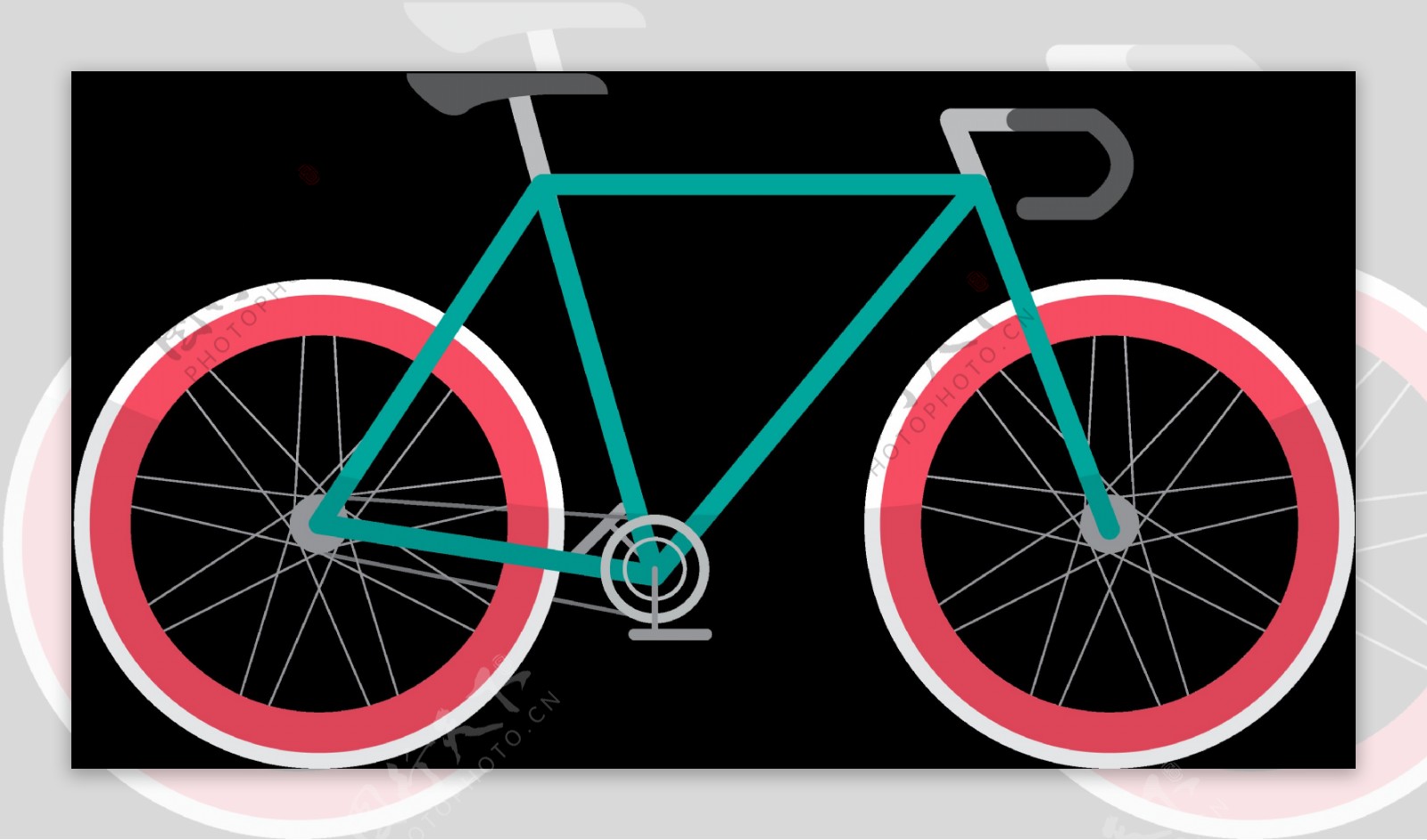 手绘扁平风格自行车插画免抠png透明素材