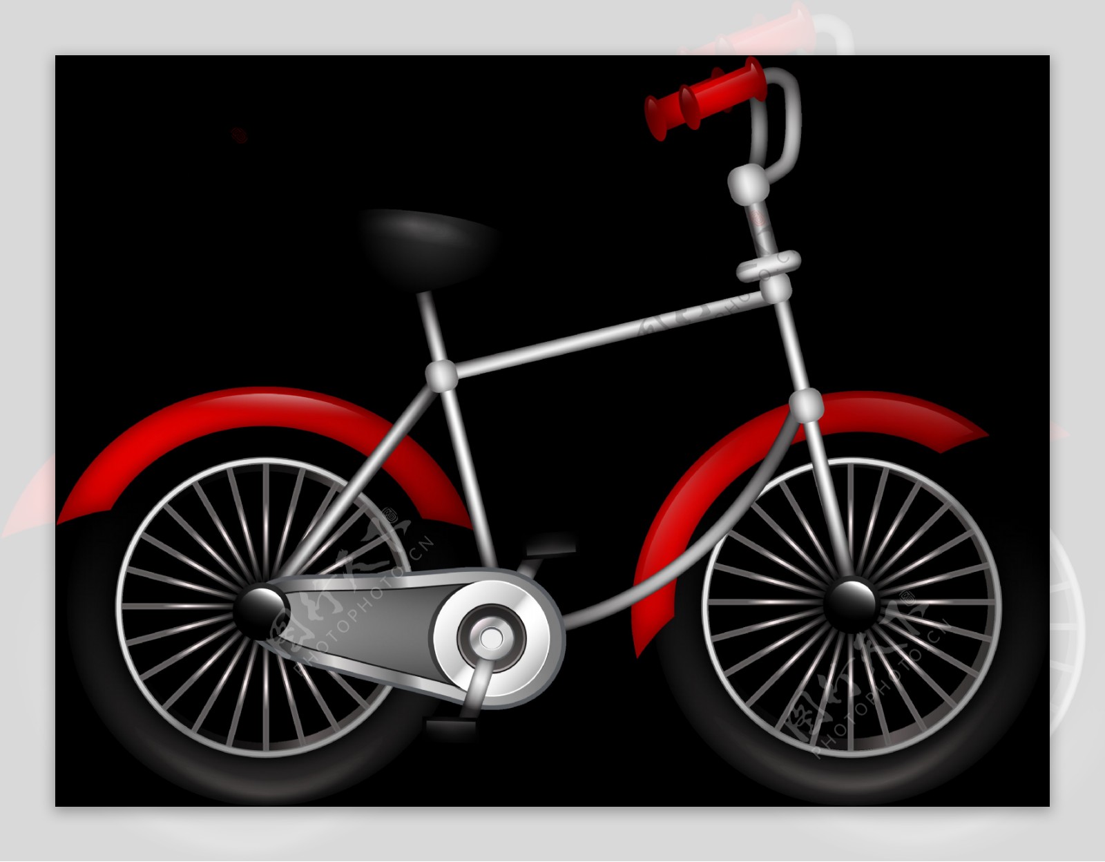 红色手绘自行车插画免抠png透明图层素材