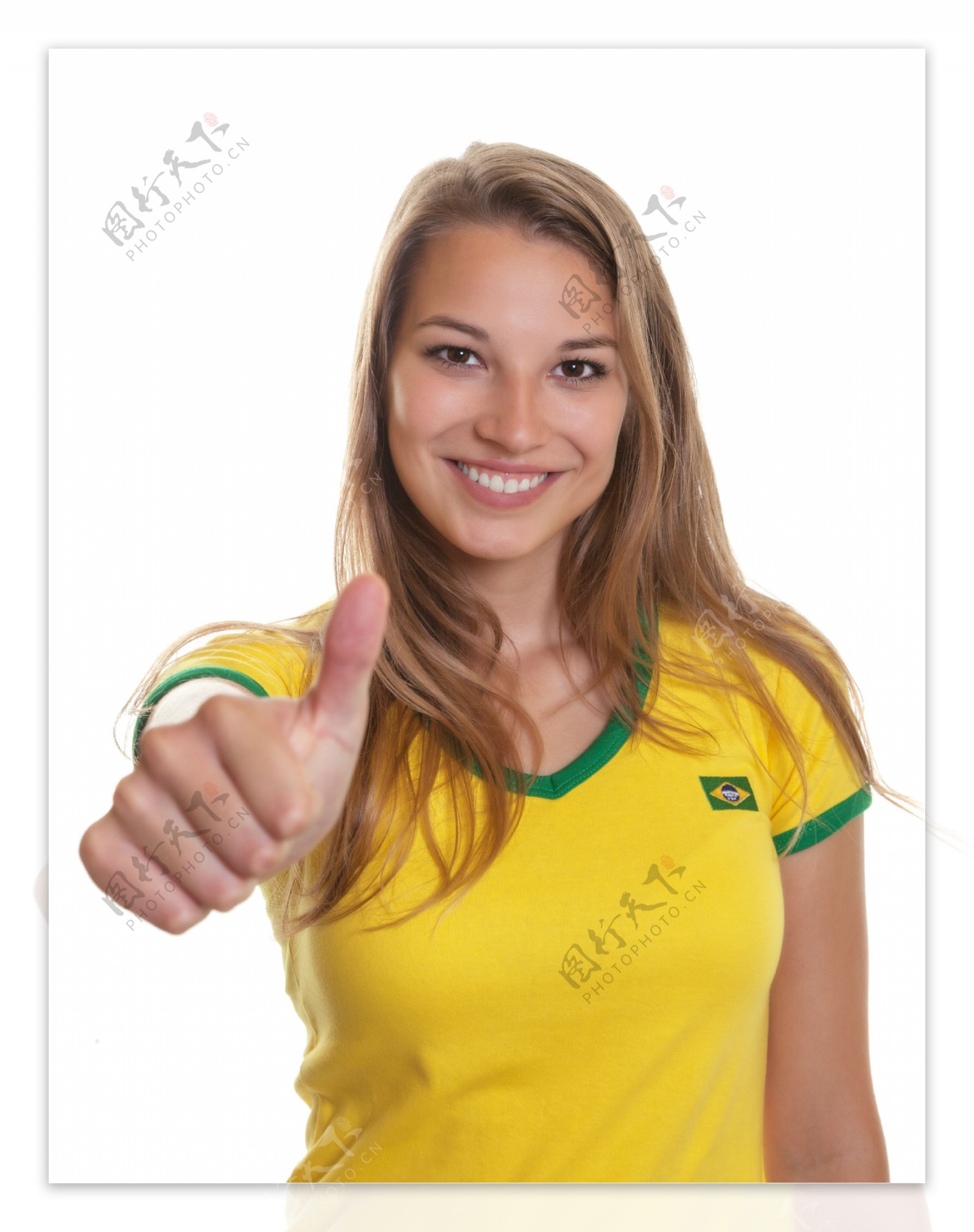 竖大拇指的巴西美女球迷图片