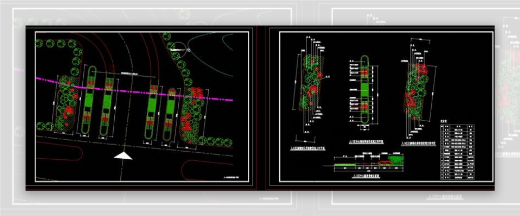 别墅区入口植物种植方案CAD景观图纸