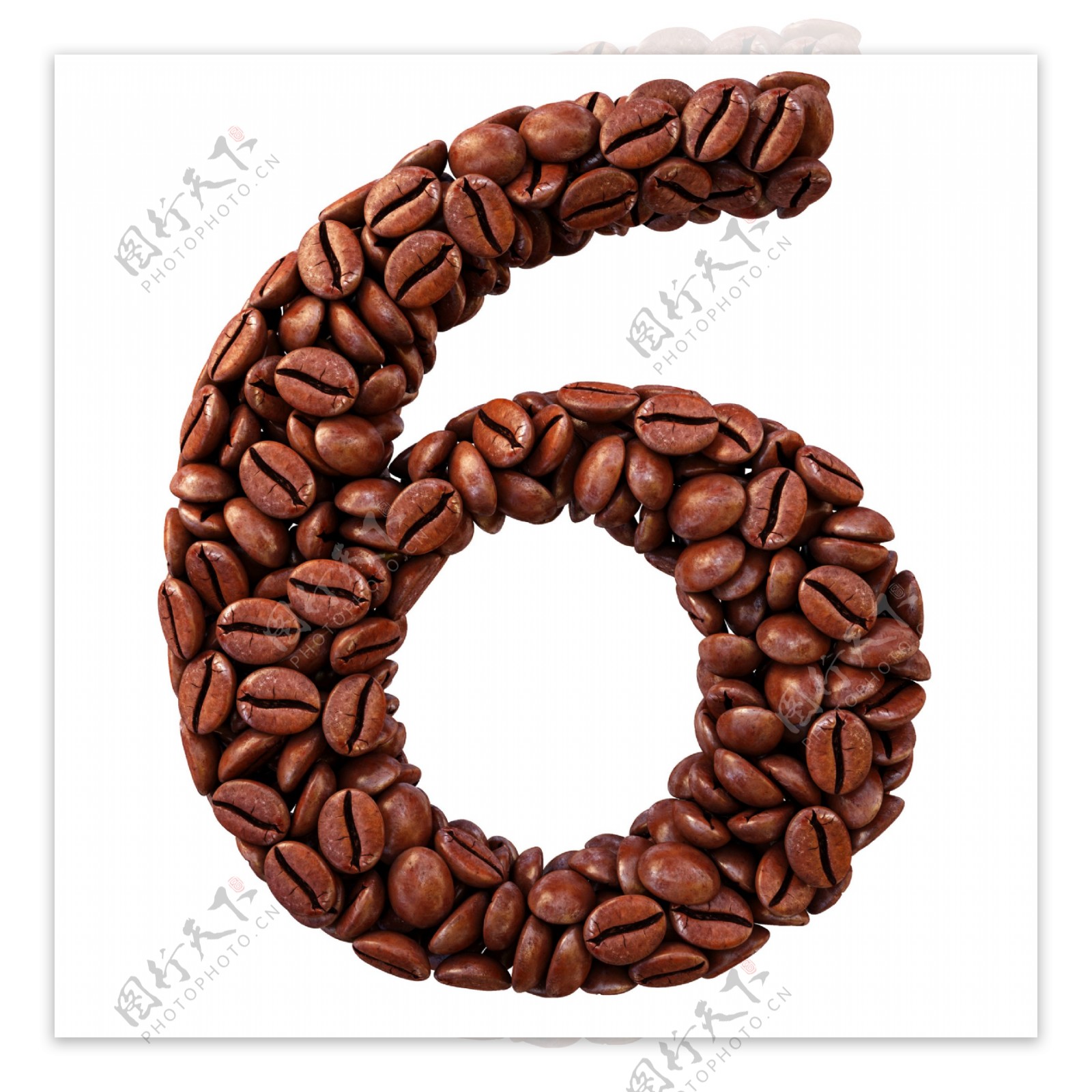 咖啡豆组成的数字6图片