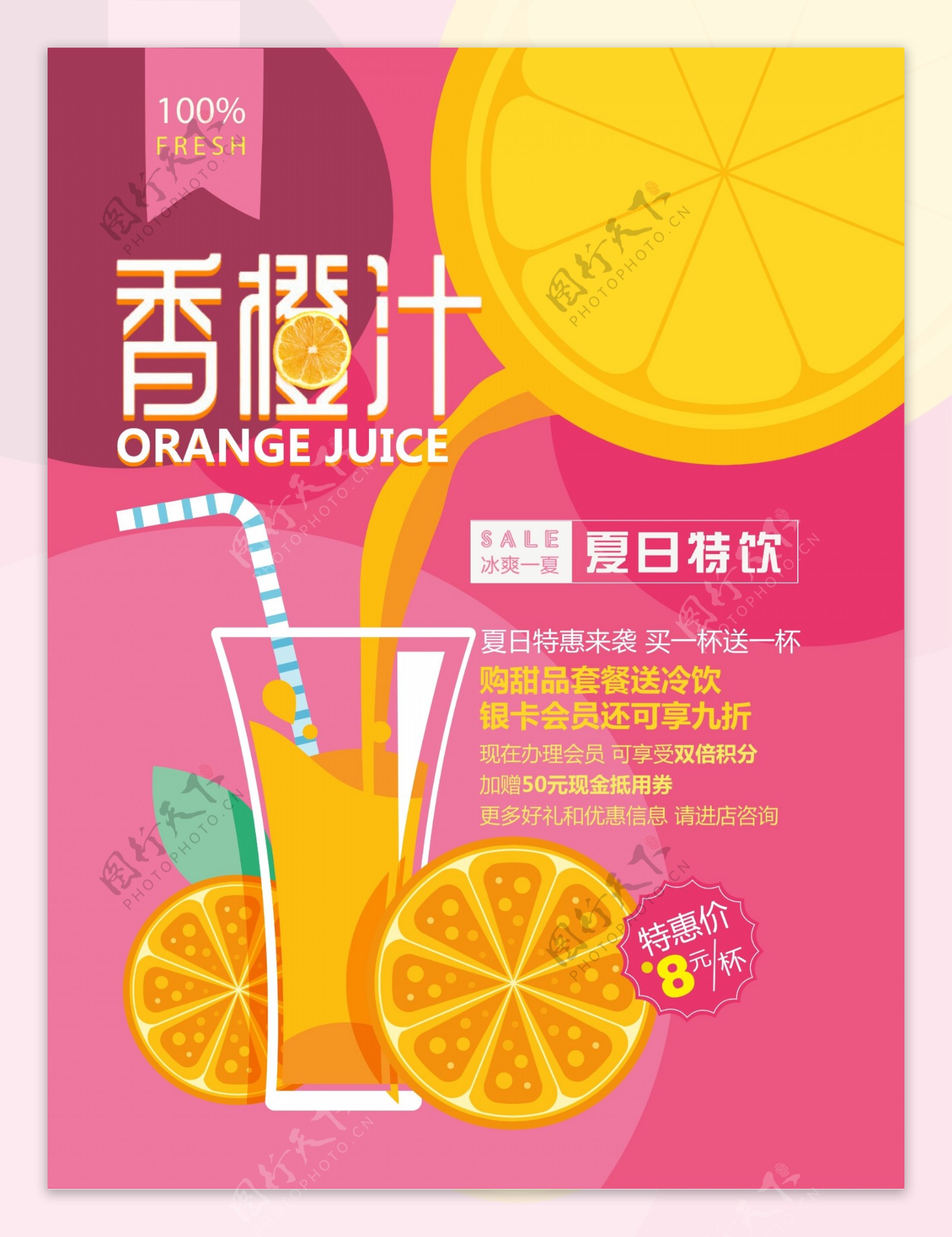 香橙汁夏日特饮宣传海报