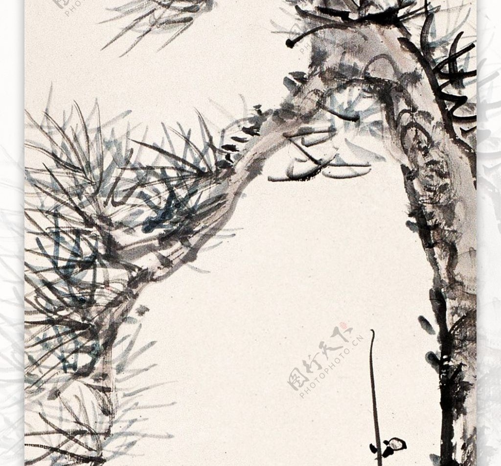 松树水墨画图片