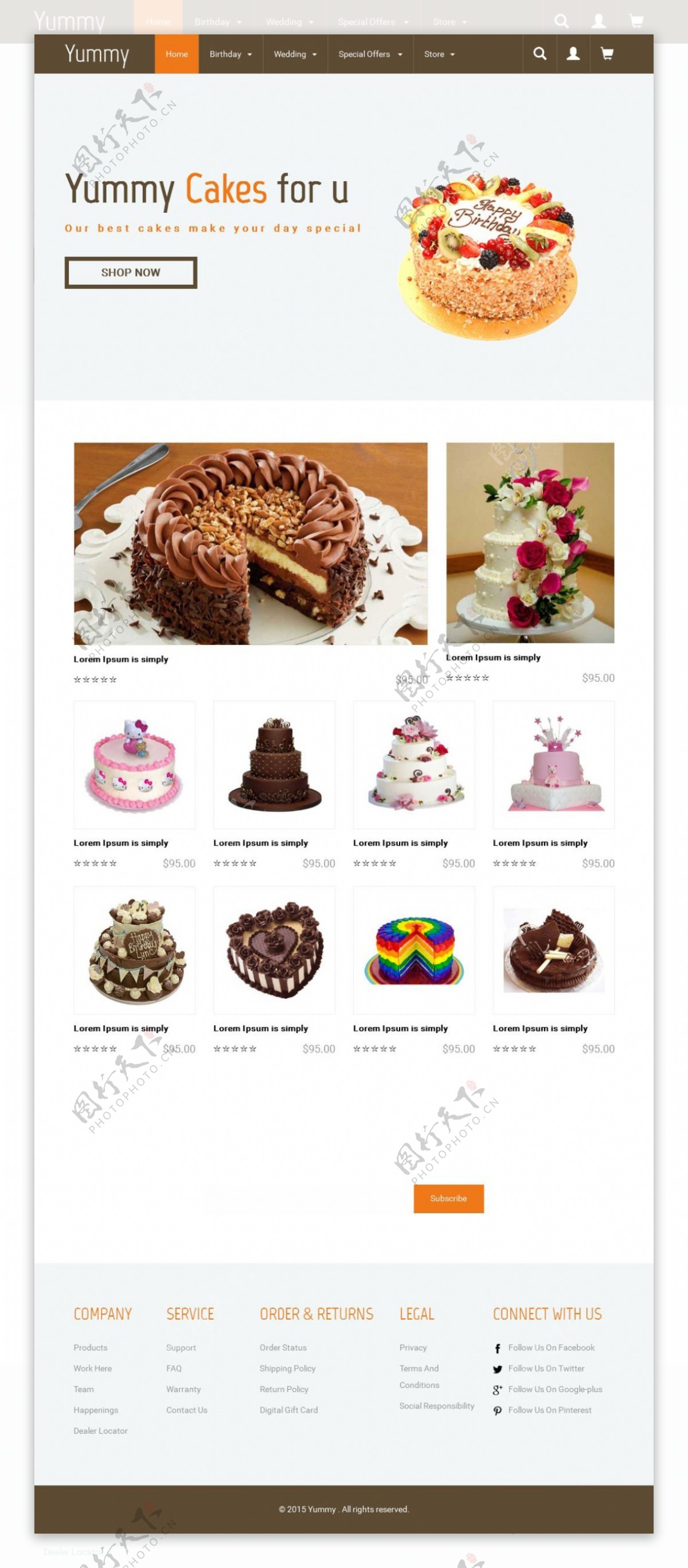 漂亮蛋糕网店响应式网页模板